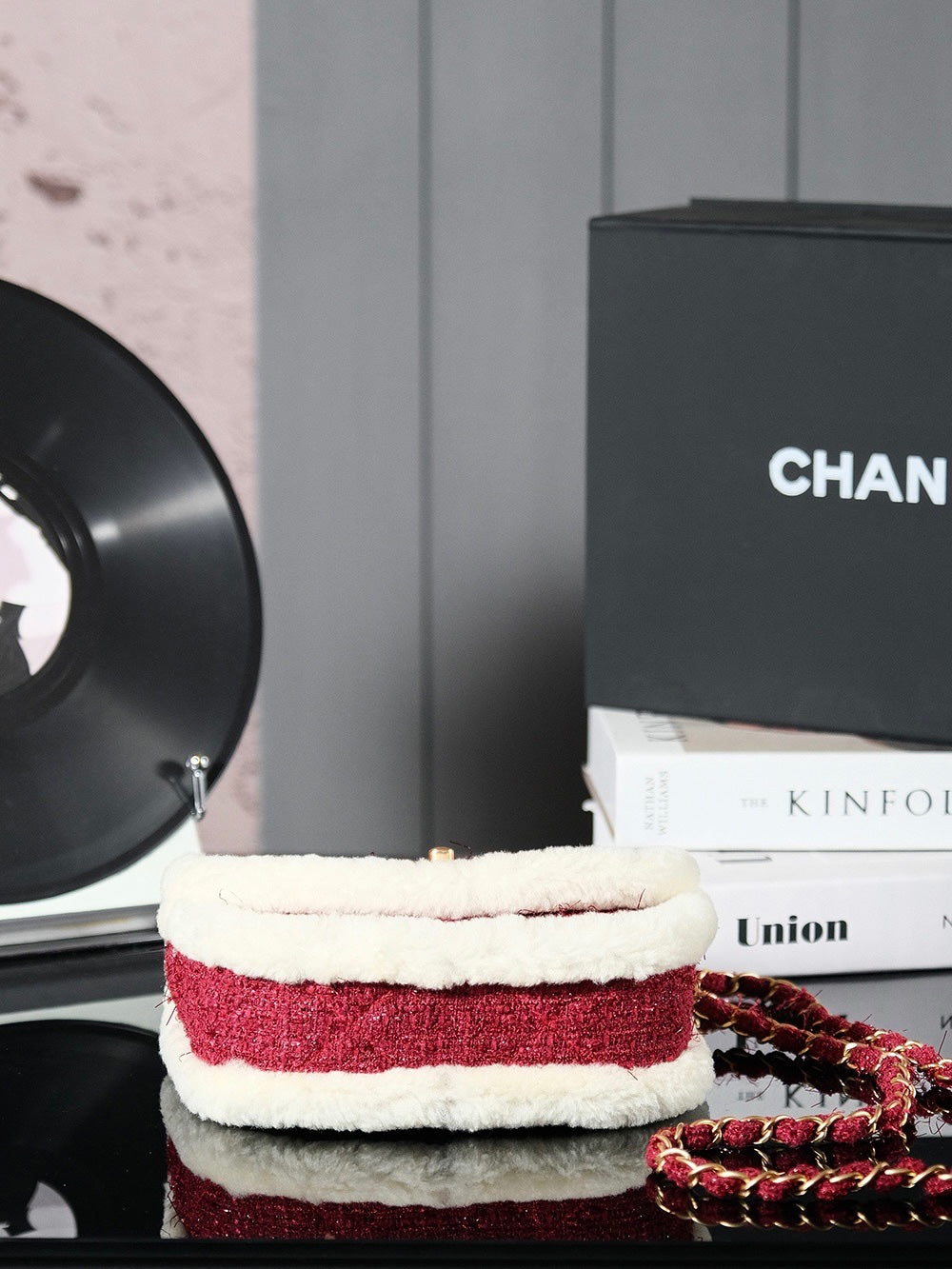 CC 24N Flap Bag 20cm Red Beige Tweed Sherling mysite