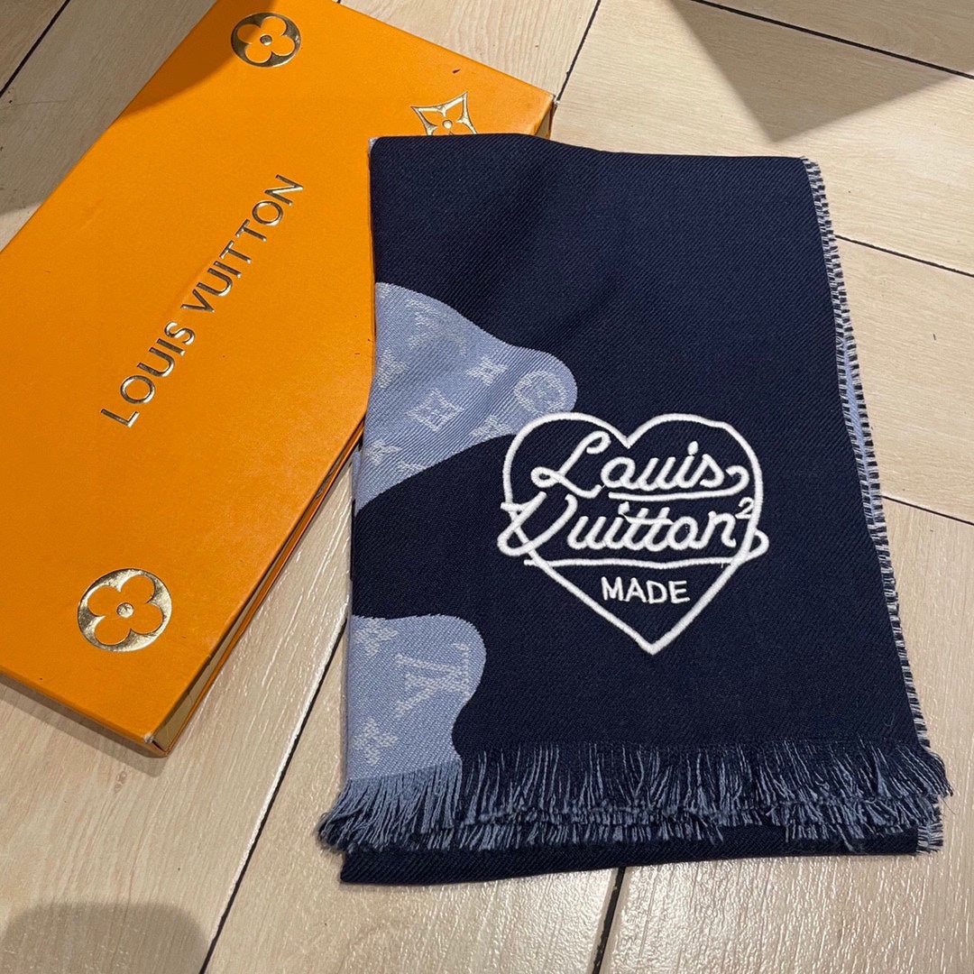 MONOGRAM DRIP 200 CM IN NAVY BLUE WOOL 391068 mysite