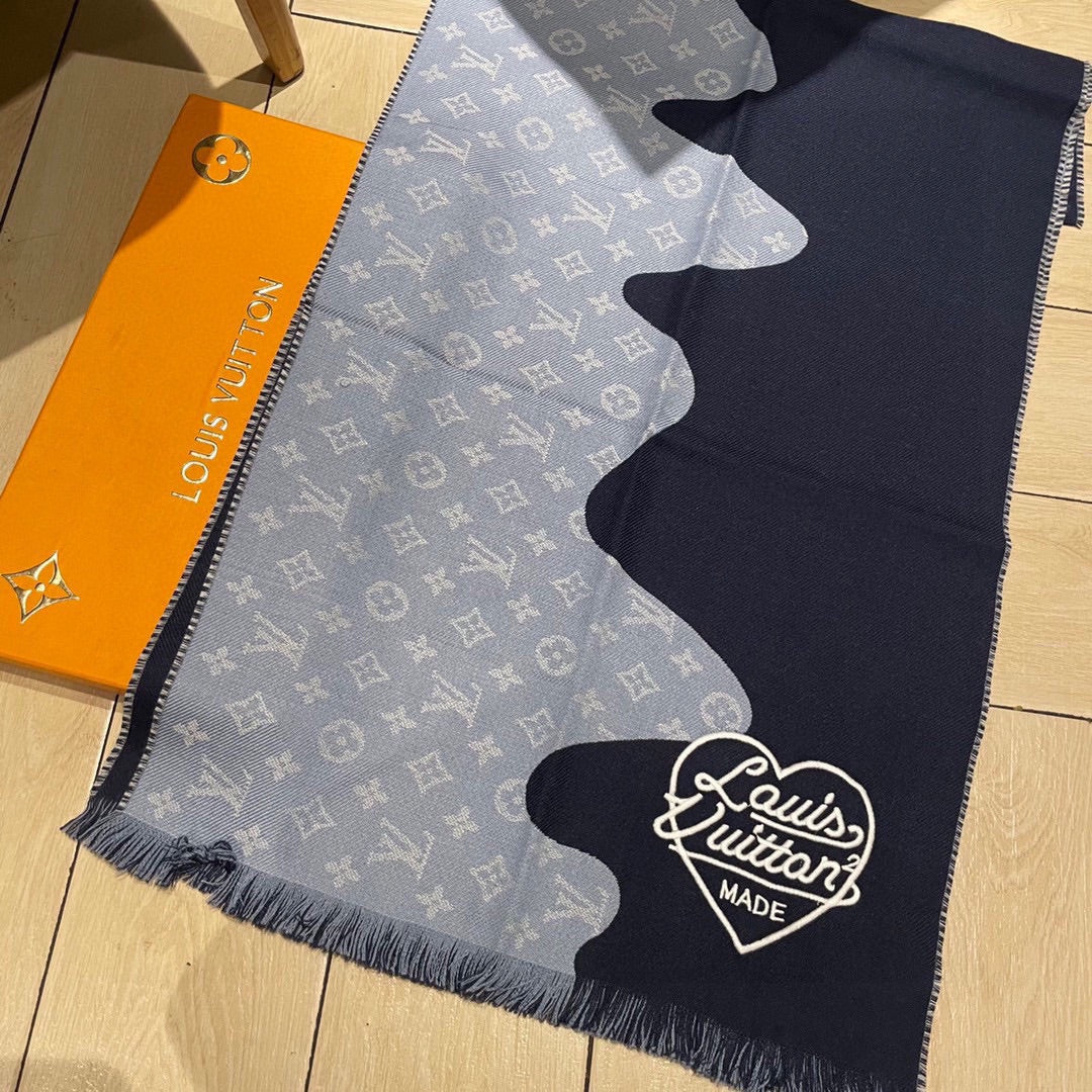 MONOGRAM DRIP 200 CM IN NAVY BLUE WOOL 391068 mysite