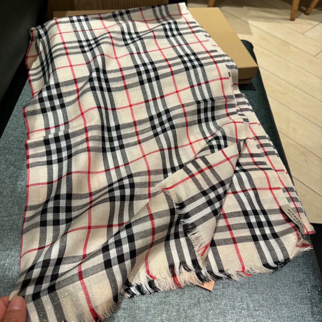 CHECK SCARF 200 CM IN CAMEL BEIGE MIX BLACK CASHMERE AND SILK 394664 mysite