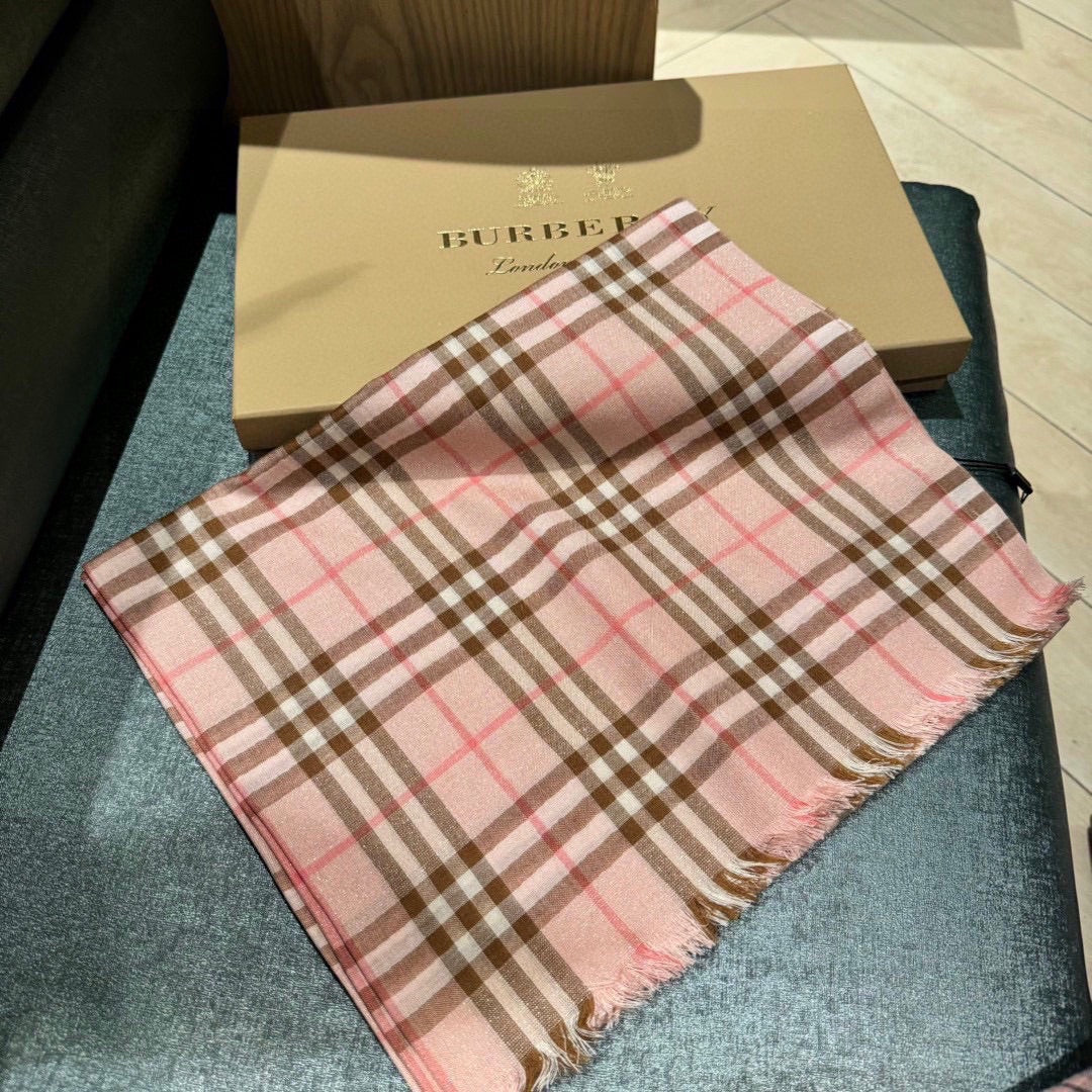 CHECK SCARF 200 CM IN ROSE PINK MIX CAMEL BROWN CASHMERE AND SILK 394665 mysite
