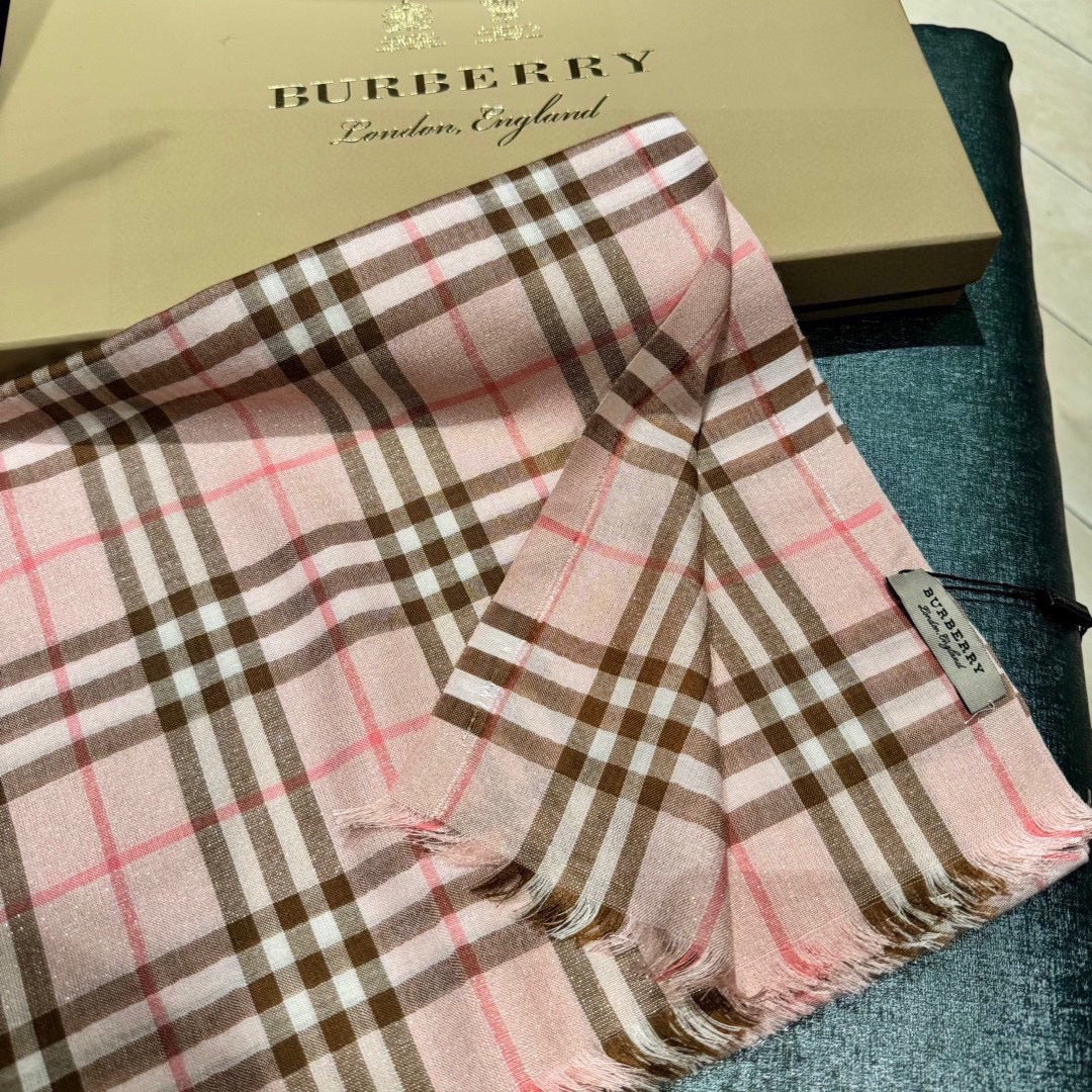 CHECK SCARF 200 CM IN ROSE PINK MIX CAMEL BROWN CASHMERE AND SILK 394665 mysite