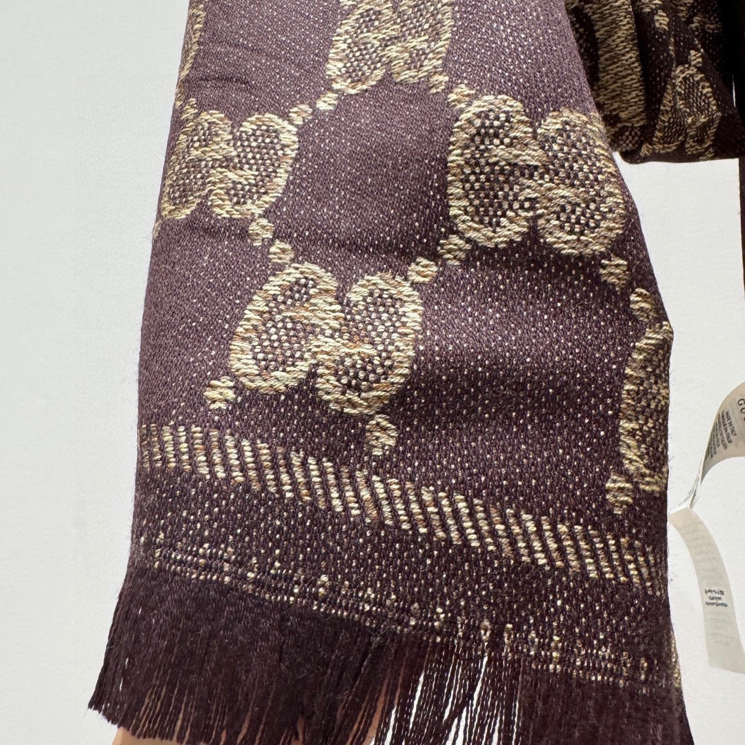 SCARF 195 CM IN CHESTNUT BROWN WOOL  399809 mysite