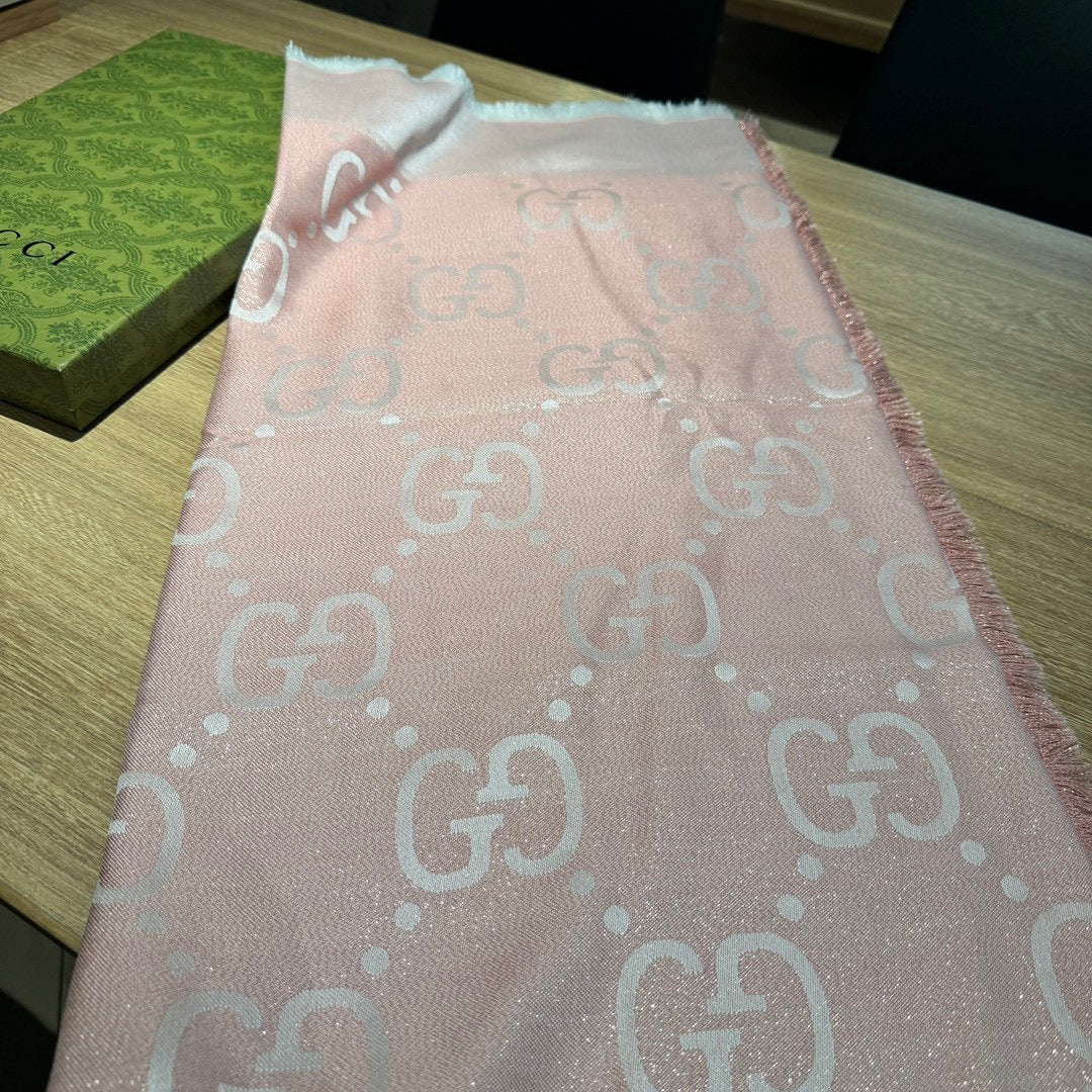 JACQUARD SILK WOOL SHAWL 140 CM LIGHT PINK 401260 mysite