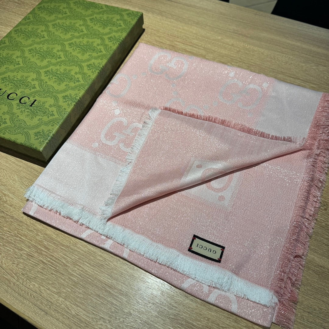 JACQUARD SILK WOOL SHAWL 140 CM LIGHT PINK 401260 mysite