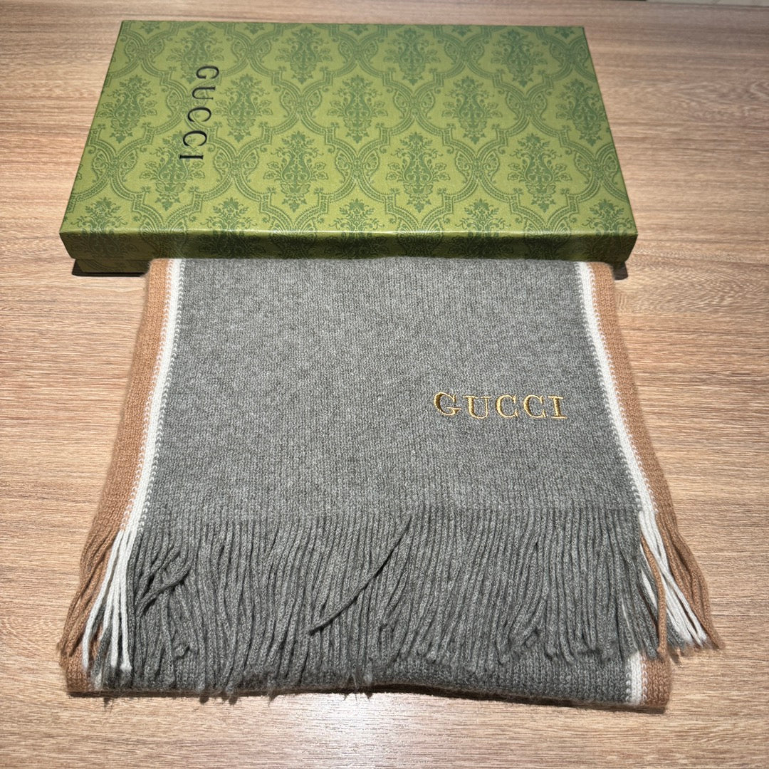 SCARF 180 CM IN SHADOW GRAY MIX PEANUT BROWN WOOL 403965 mysite