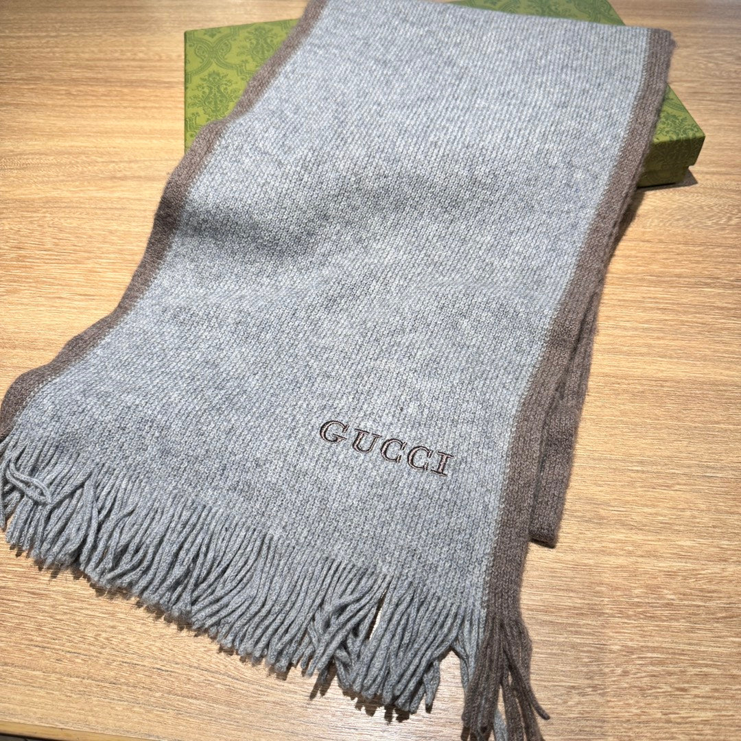 SCARF 180 CM IN SMOKE GRAY MIX BROWN WOOL 403966 mysite