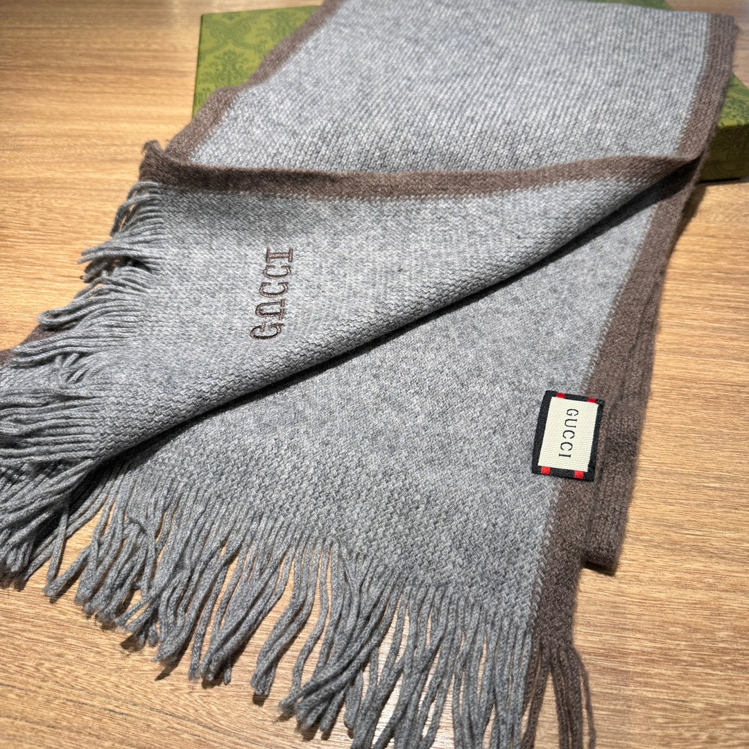 SCARF 180 CM IN SMOKE GRAY MIX BROWN WOOL 403966 mysite
