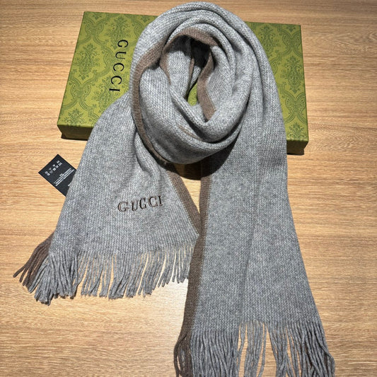 SCARF 180 CM IN SMOKE GRAY MIX BROWN WOOL 403966 mysite