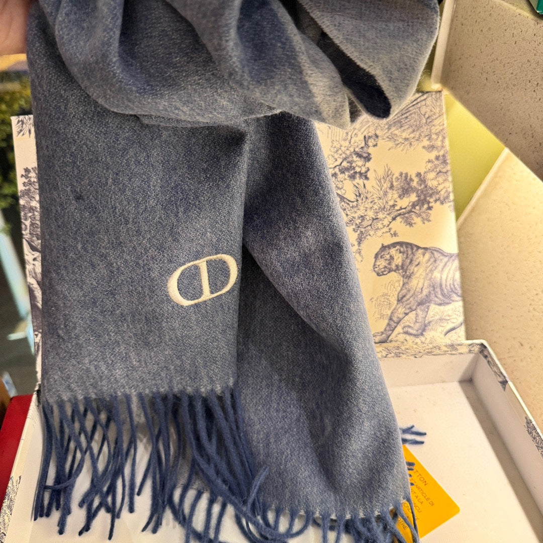 SCARF 180 CM IN PACIFIC BLUE CASHMERE AND WOOL 408837 mysite