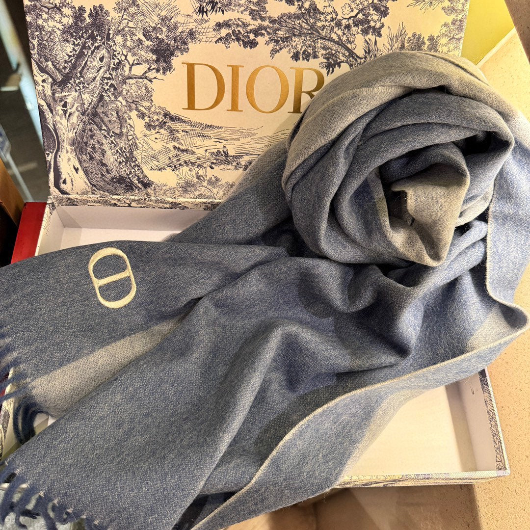 SCARF 180 CM IN PACIFIC BLUE CASHMERE AND WOOL 408837 mysite