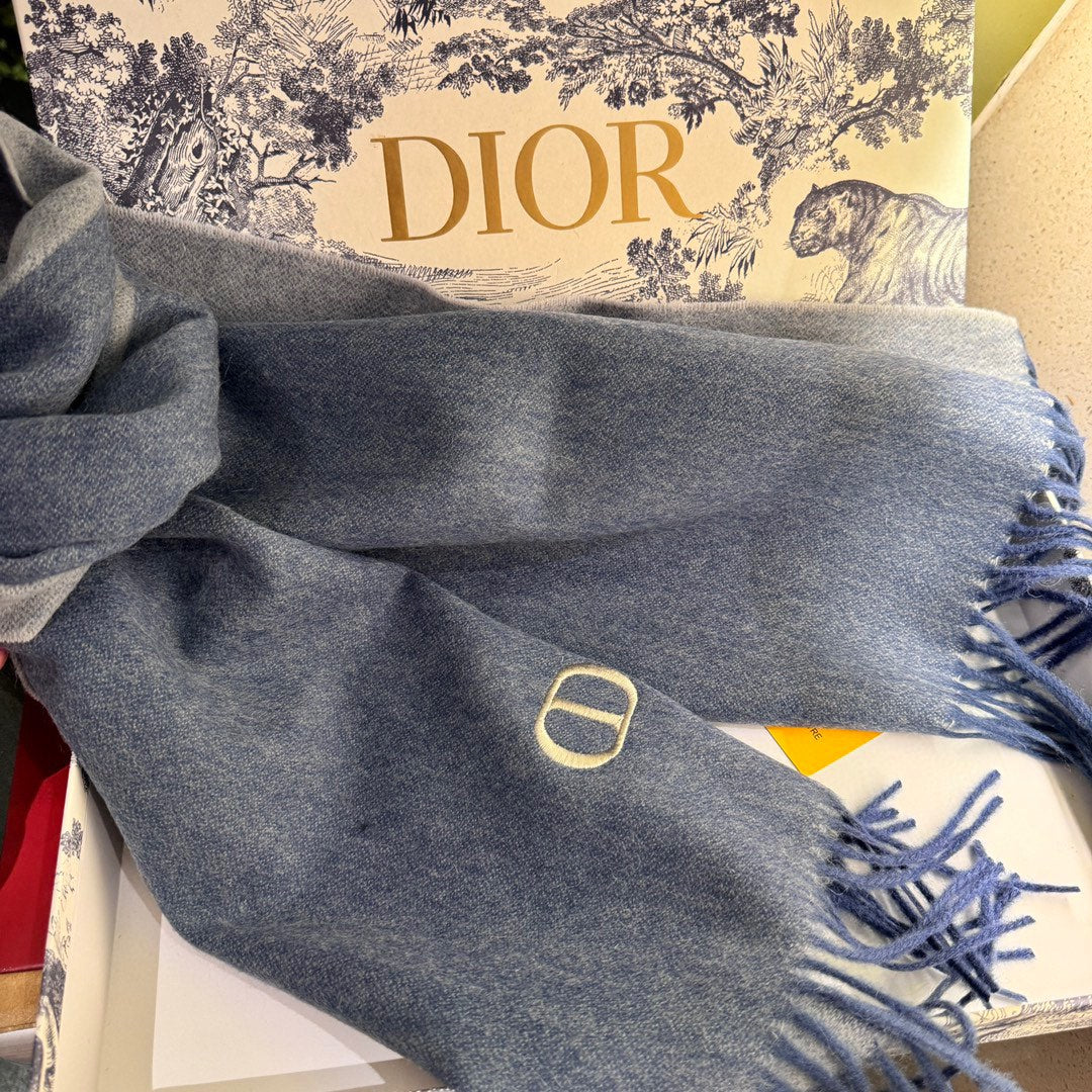 SCARF 180 CM IN PACIFIC BLUE CASHMERE AND WOOL 408837 mysite