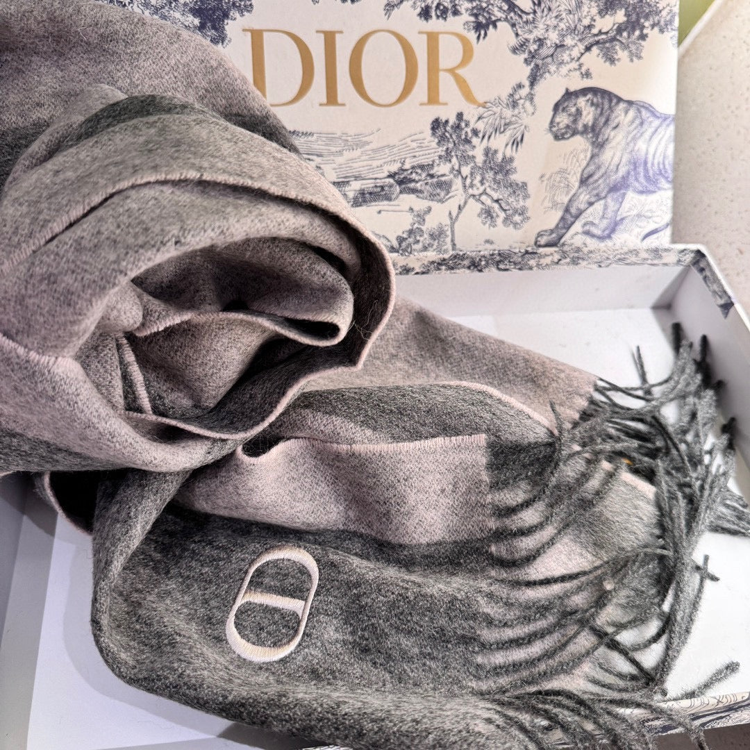 SCARF 180 CM IN MOUSE GRAY CASHMERE AND WOOL 408840 mysite