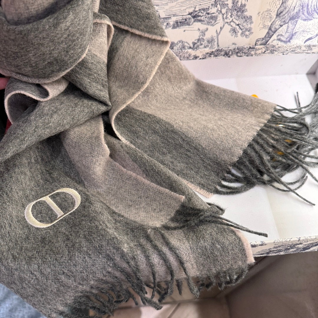 SCARF 180 CM IN MOUSE GRAY CASHMERE AND WOOL 408840 mysite