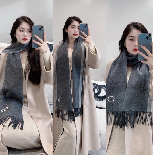 SCARF 180 CM IN MOUSE GRAY CASHMERE AND WOOL 408840 mysite