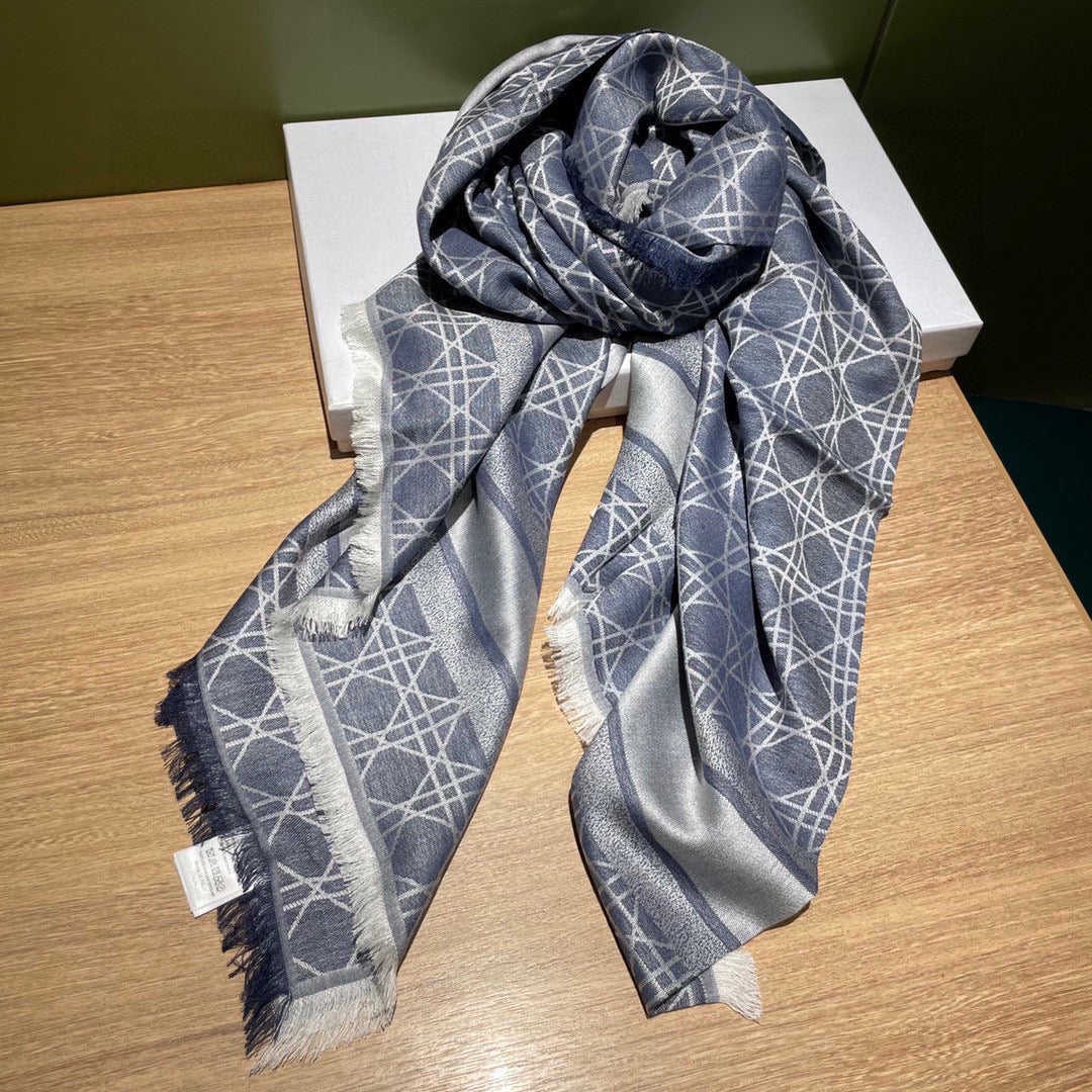 SQUARE SCARF 140 CM IN AEGEAN BLUE MIX WHITE  WOOL AND SILK 415455 mysite