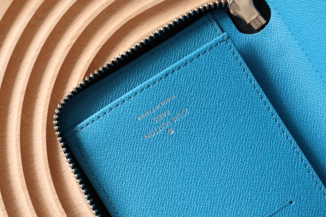 LV Zippy Vertical Wallet Light Blue Monogram Canvas & Taïga Leather 180051 mysite
