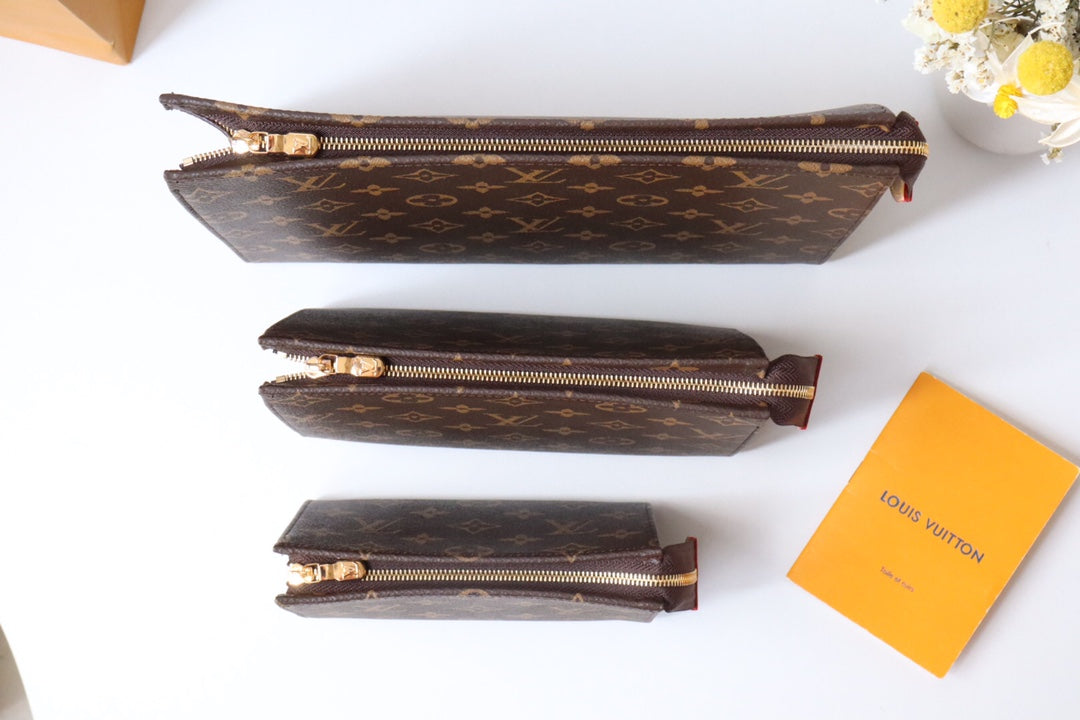 LV Trio Toilet Pouch Brown Monogram Canvas Cowhide 247994 mysite