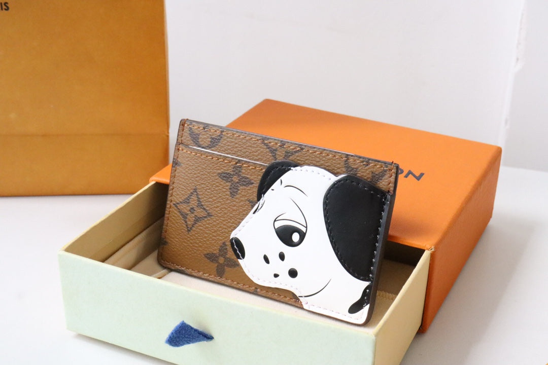 LV x SY Dog Card Holder Brown Red Monogram Canvas 204658 mysite