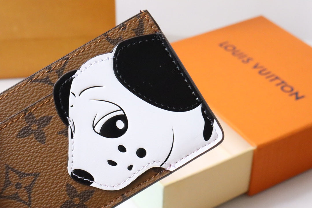 LV x SY Dog Card Holder Brown Red Monogram Canvas 204658 mysite