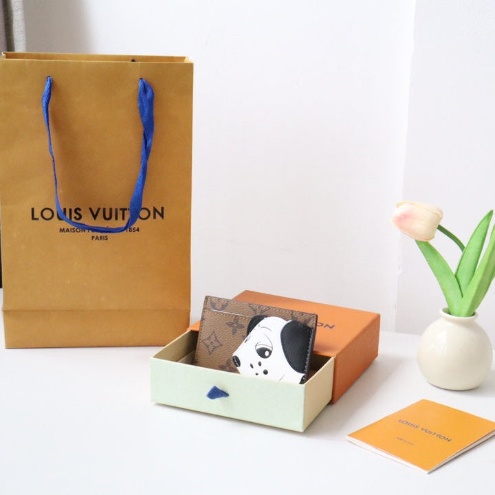LV x SY Dog Card Holder Brown Red Monogram Canvas 204658 mysite