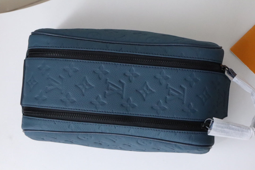 LV Dopp Kit Toiletry Bag Blue-Gray Taurillon Monogram Leather 217069 mysite