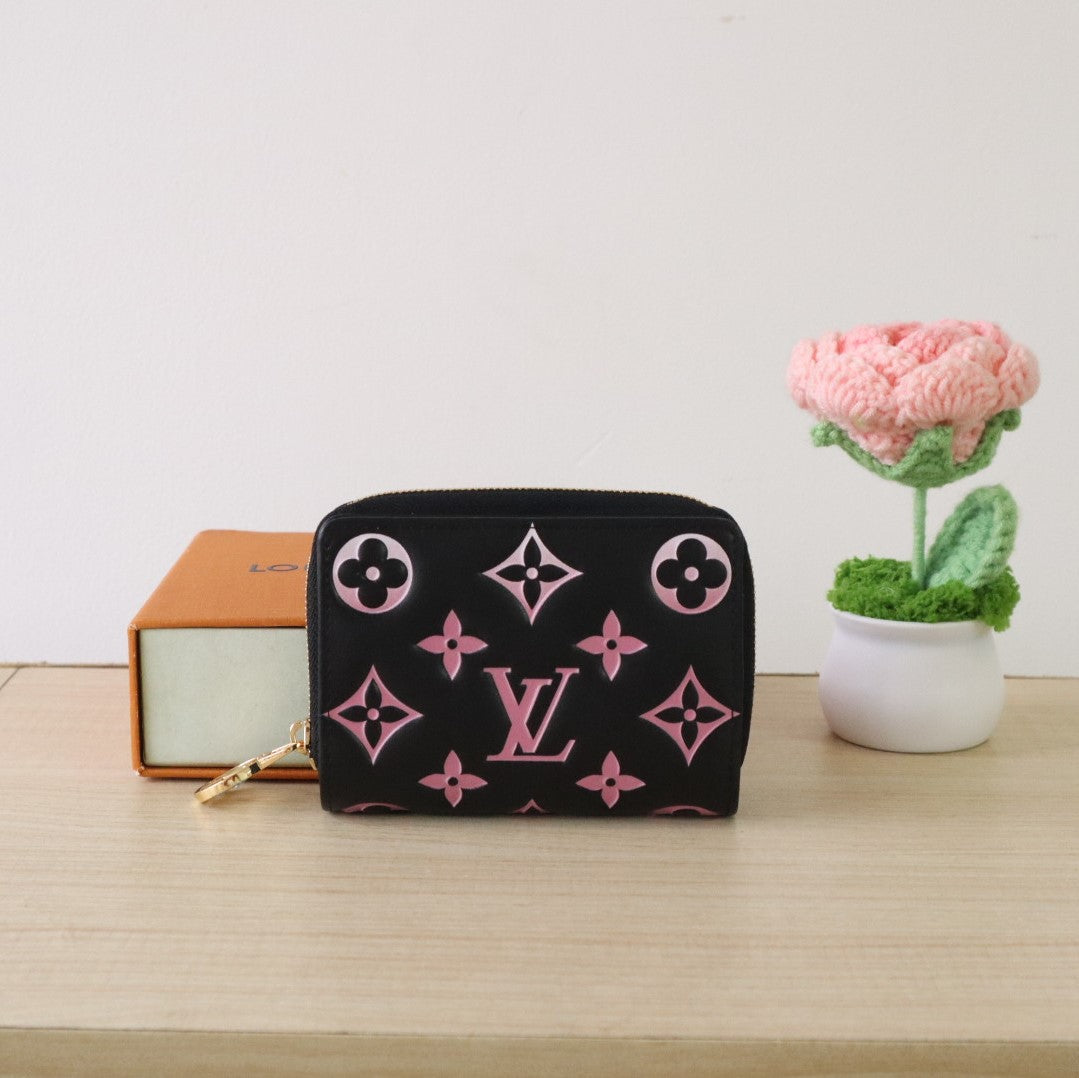 LV x TM Lou Wallet 11.5cm Black Pink Monogram Embossed Lambskin GHW mysite