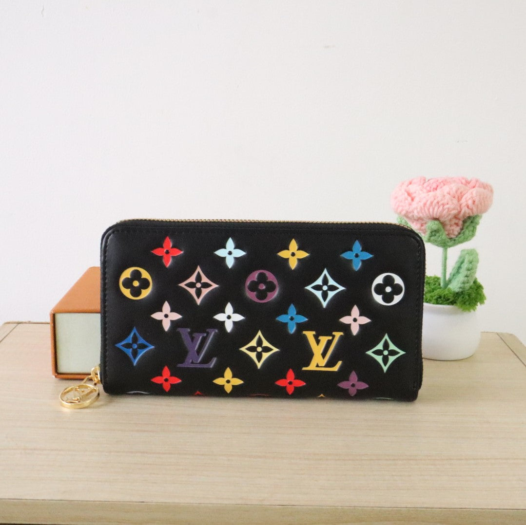 LV × TM Zippy Wallet 19.5cm Multicolor Monogram Embossed Lambskin GHW mysite