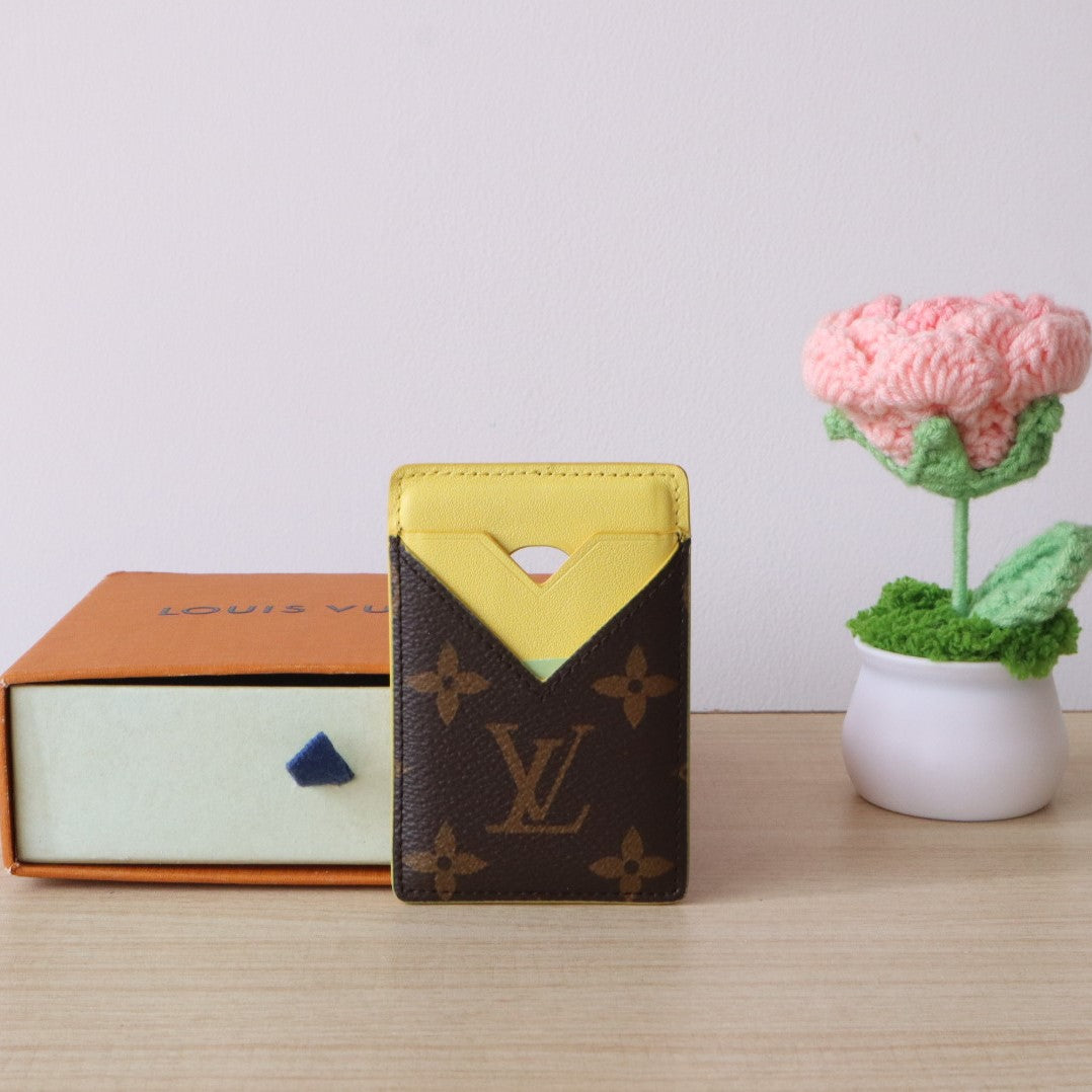 LV Porte-Cartes Magnet Brown Yellow Monogram Canvas & Cowhide mysite