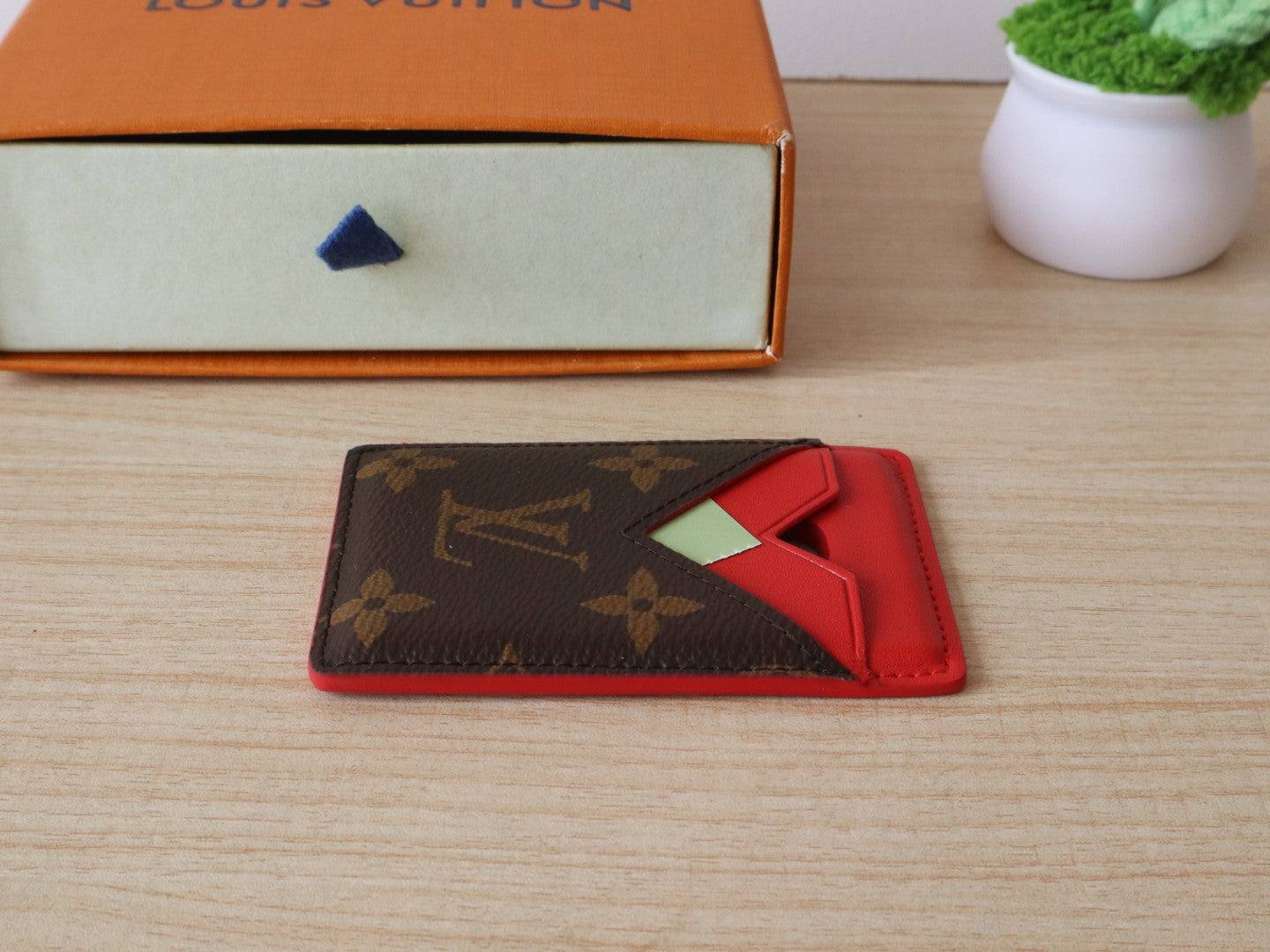 LV Porte-Cartes Magnet Brown Red Monogram Canvas & Cowhide mysite