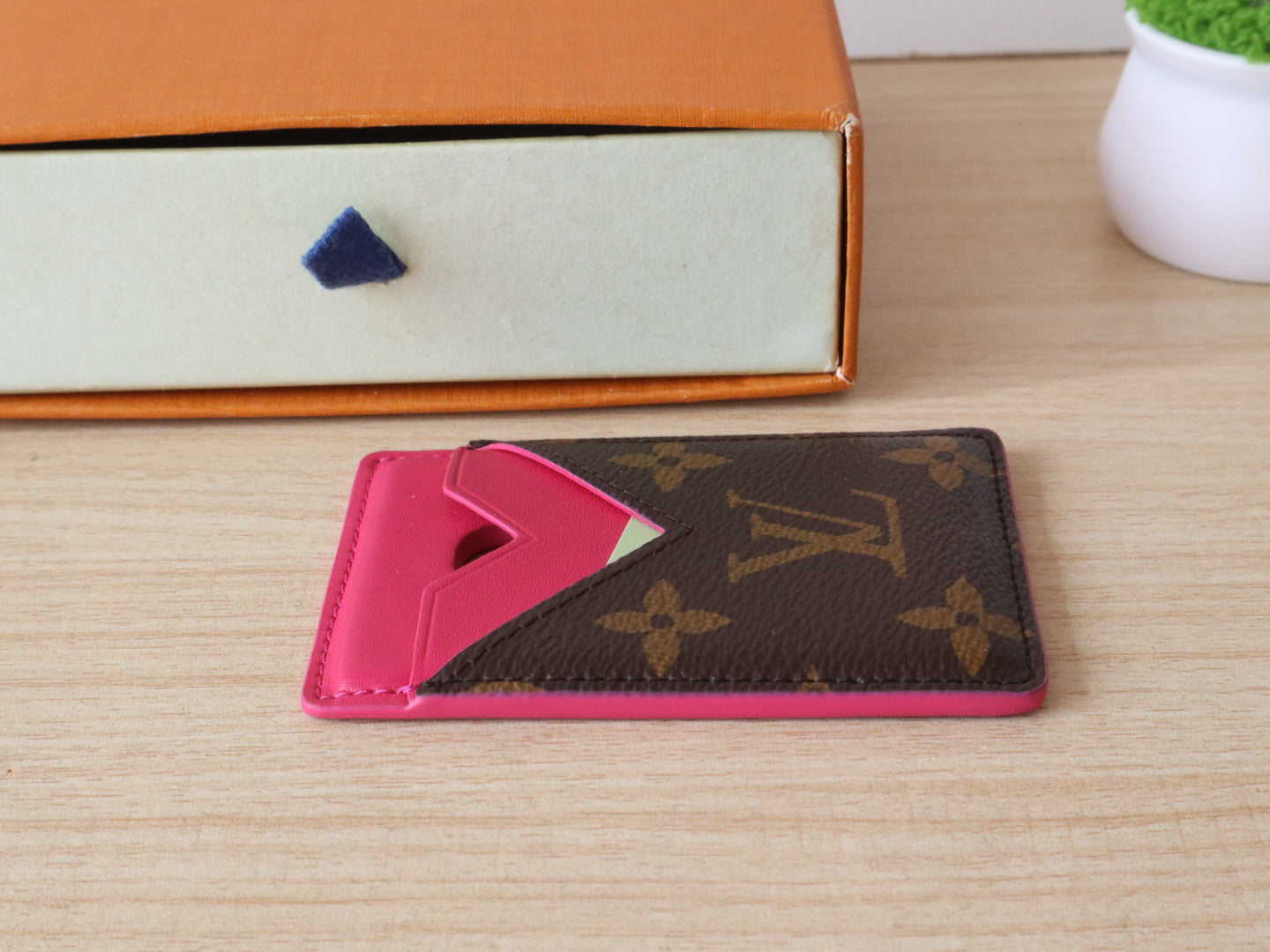 LV Porte-Cartes Magnet Brown Pink Monogram Canvas & Cowhide mysite