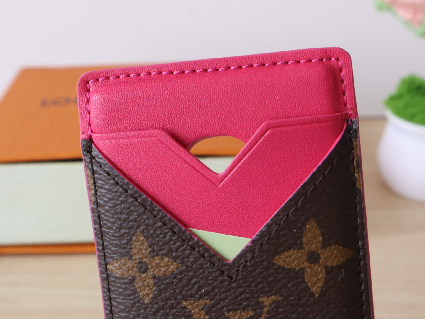 LV Porte-Cartes Magnet Brown Pink Monogram Canvas & Cowhide mysite