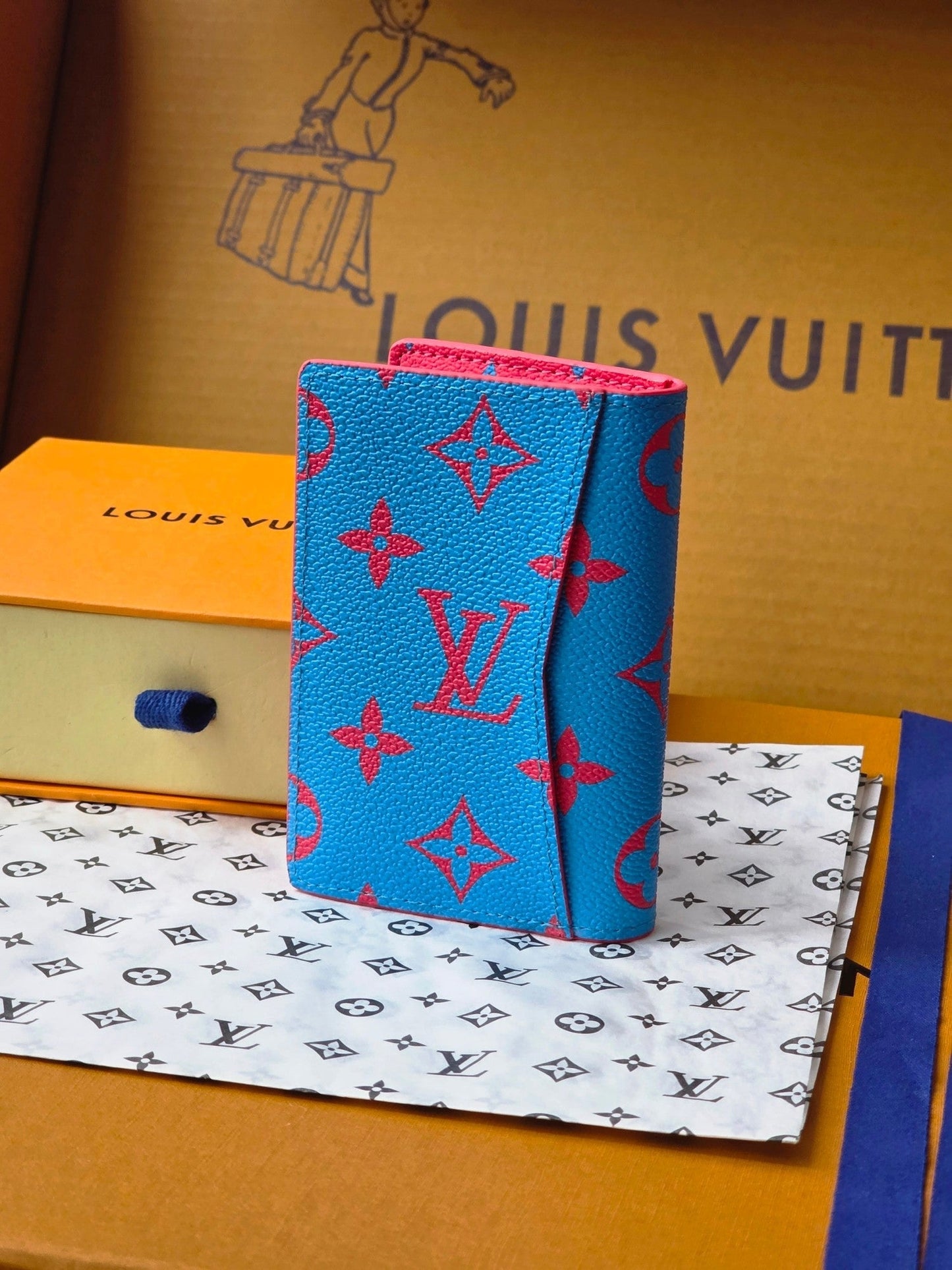 LV M14767 Pocket Organizer Blue Red Monogram Glow Canvas & Cowhide mysite
