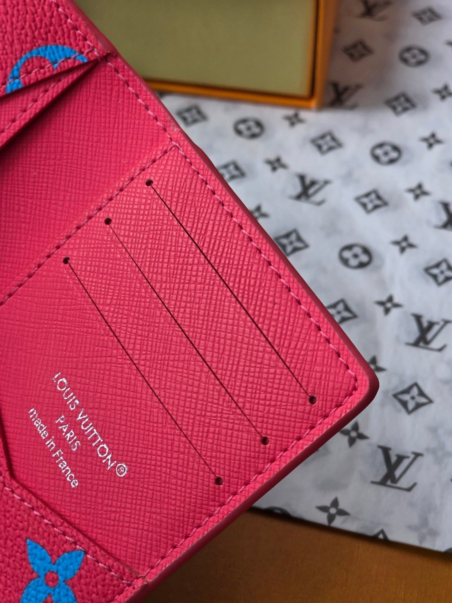 LV M14767 Pocket Organizer Blue Red Monogram Glow Canvas & Cowhide mysite