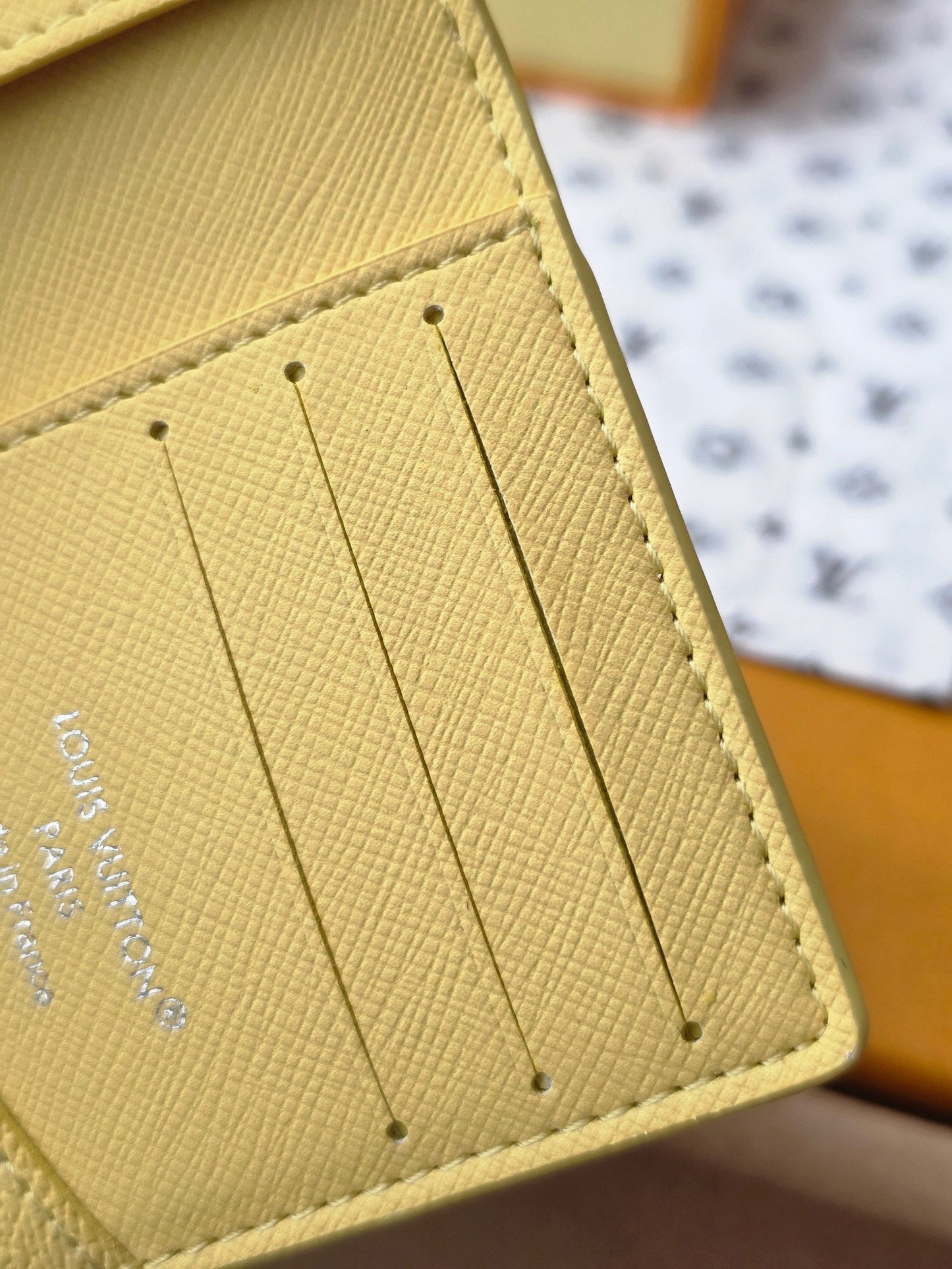 LV M14769 Pocket Organizer Gray Yellow Monogram Glow Canvas & Cowhide mysite