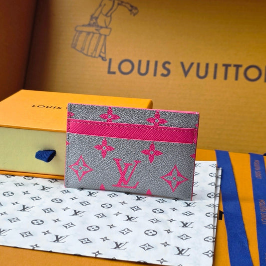 LV M14771 Double Card Holder Pink Gray Monogram Glow Canvas & Cowhide mysite