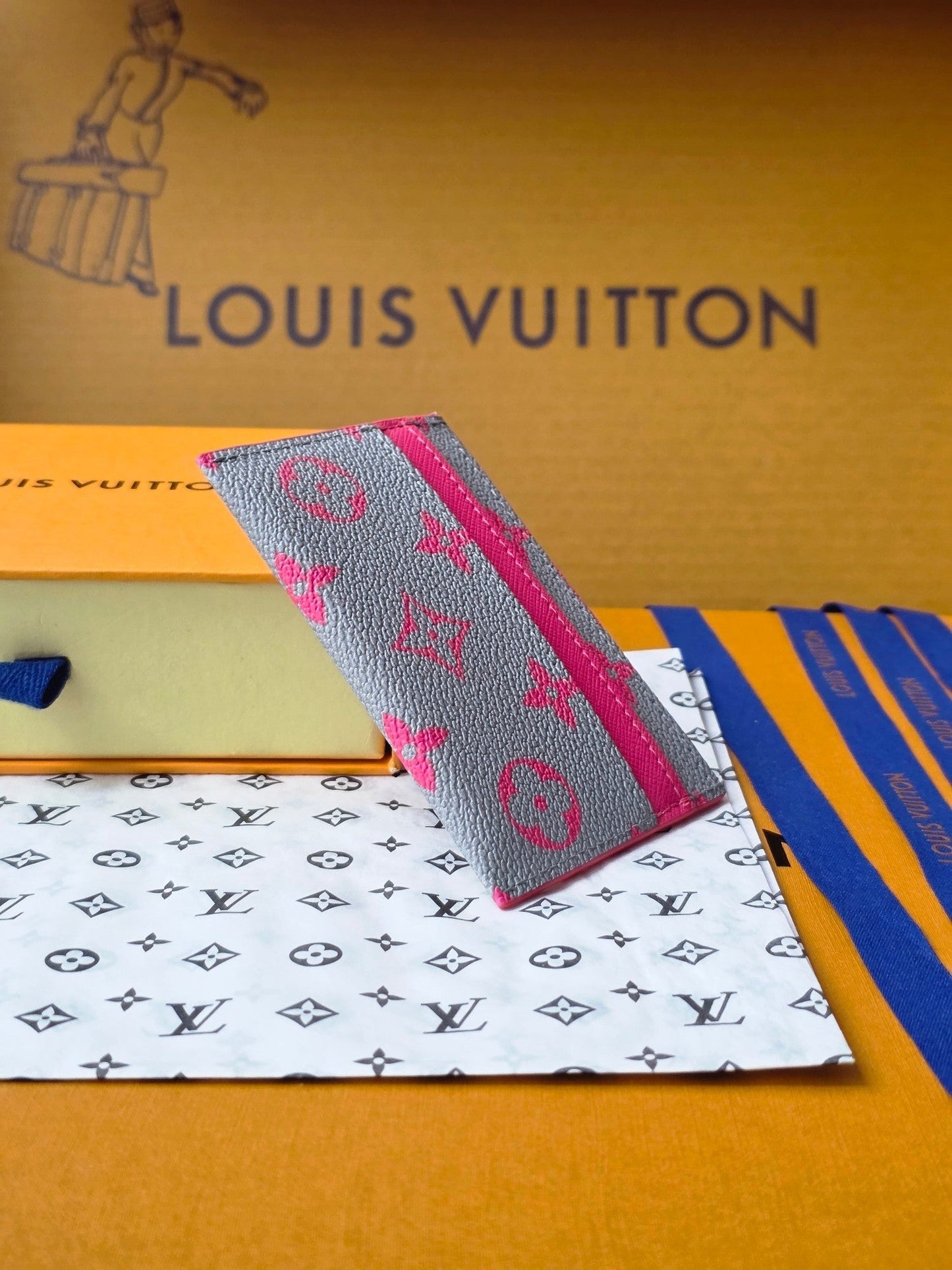 LV M14771 Double Card Holder Pink Gray Monogram Glow Canvas & Cowhide mysite