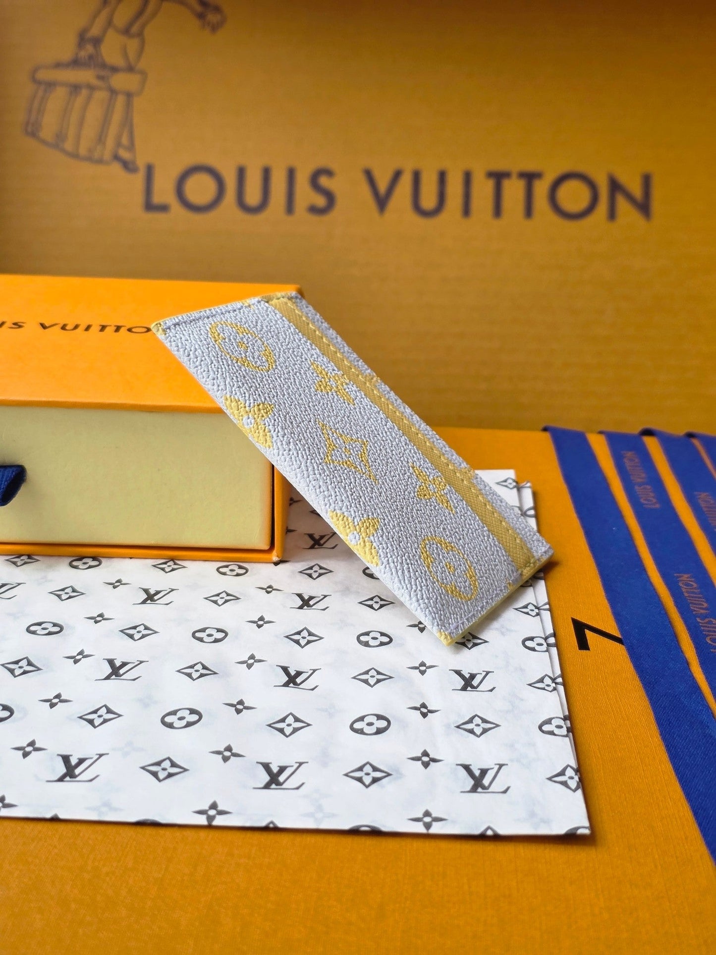 LV M14771 Double Card Holder  Gray Yellow Monogram Glow Canvas & Cowhide mysite