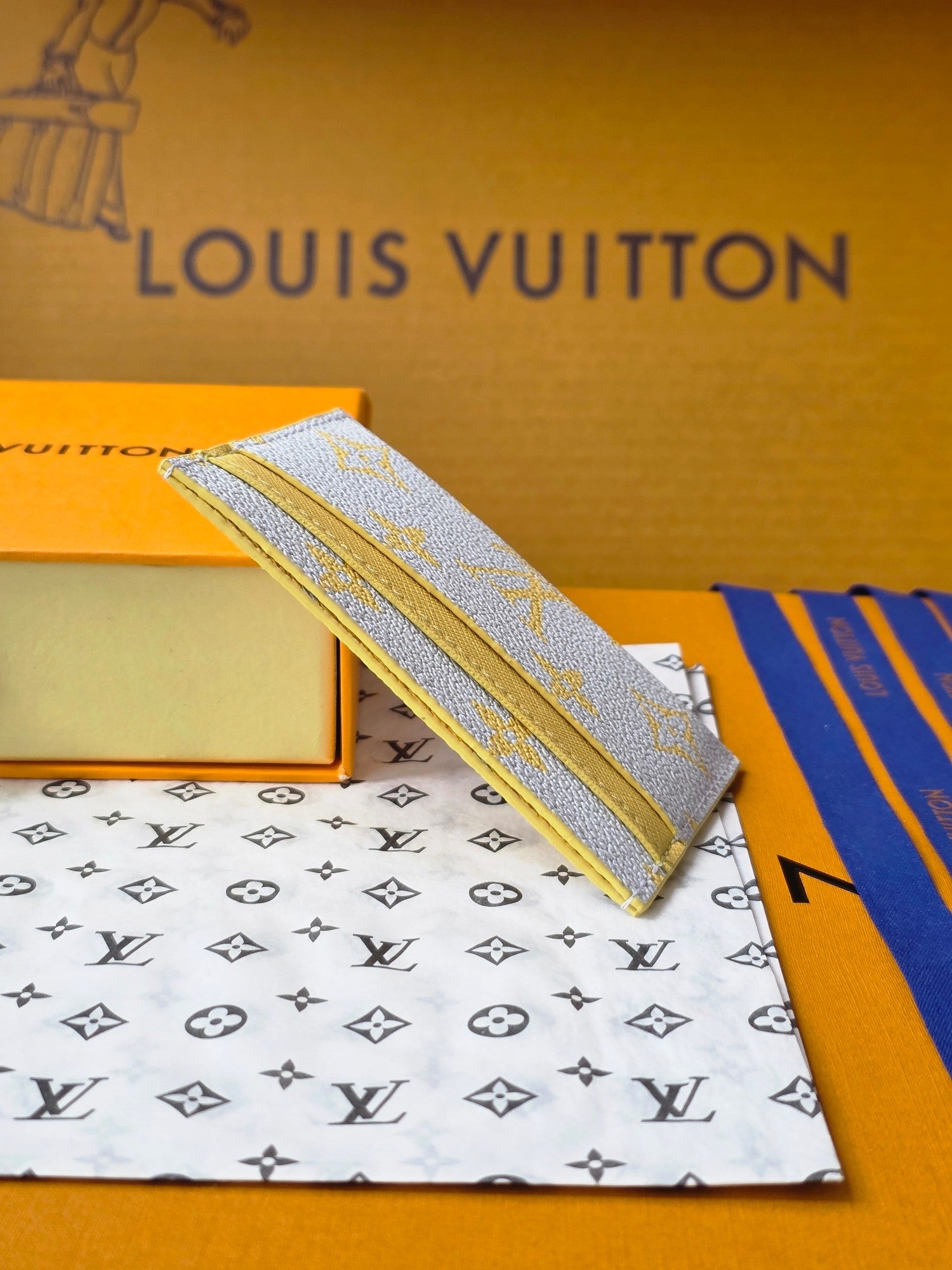 LV M14771 Double Card Holder  Gray Yellow Monogram Glow Canvas & Cowhide mysite