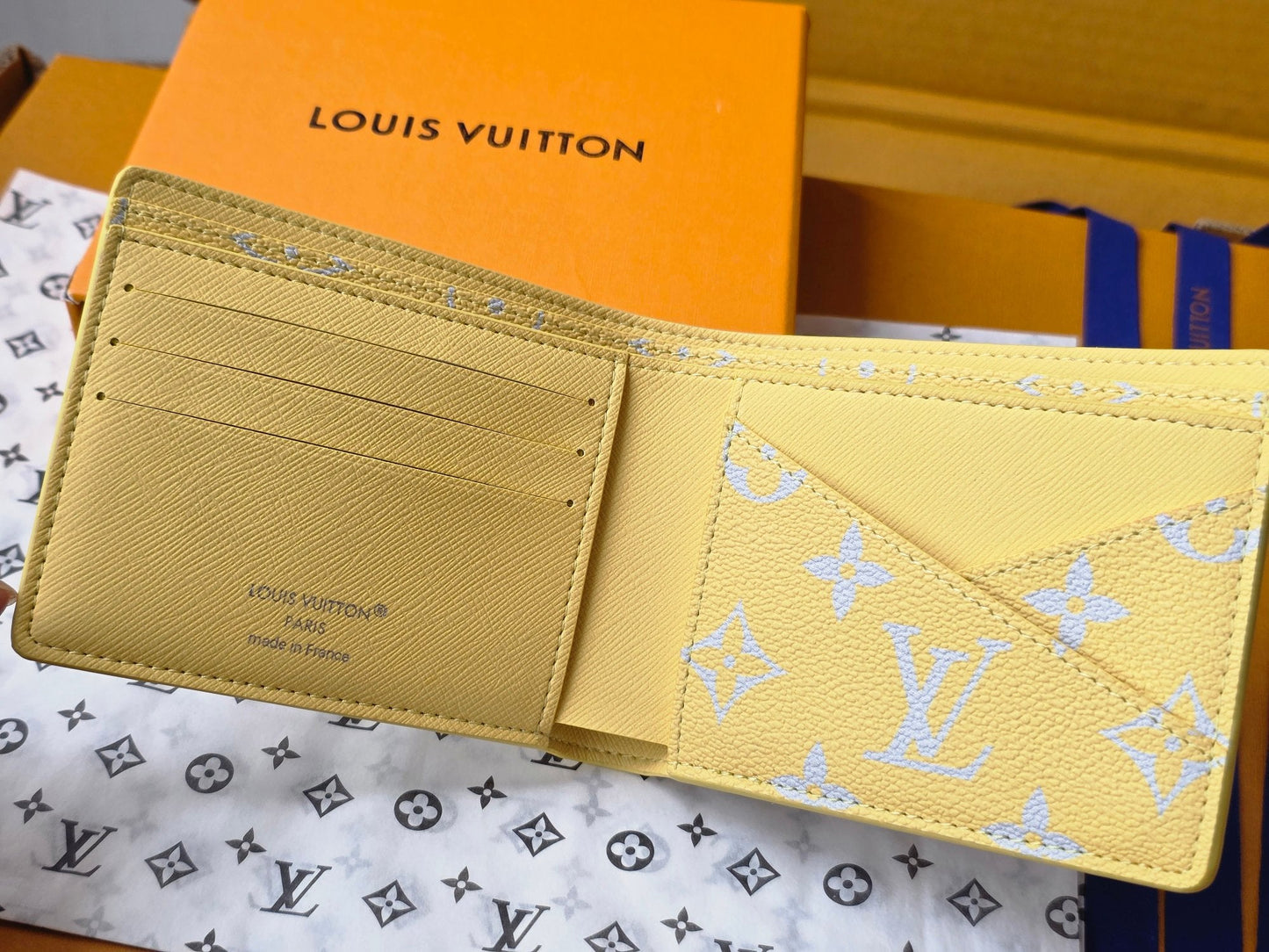 LV M14694 Multiple Wallet Gray Yellow Monogram Glow Canvas & Cowhide mysite