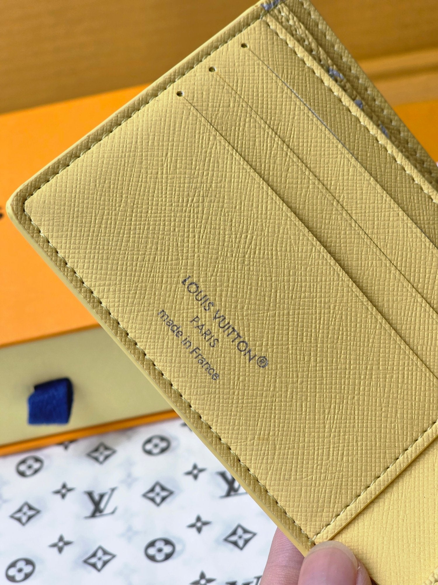 LV M14694 Multiple Wallet Gray Yellow Monogram Glow Canvas & Cowhide mysite