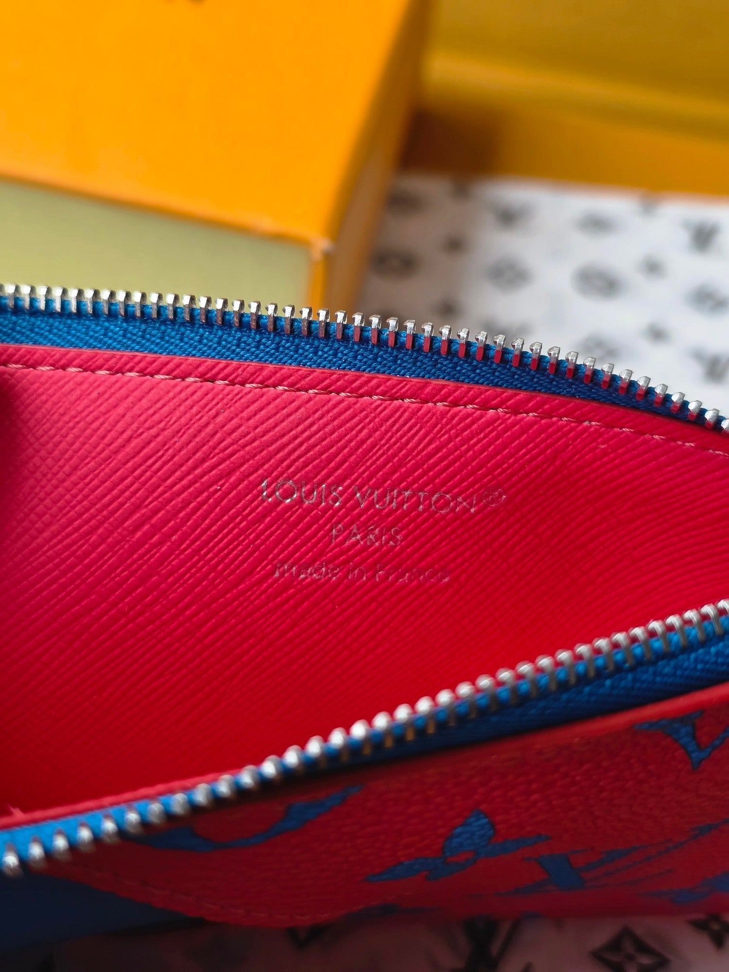 LV M14762 Coin Card Holder Blue Red Monogram Glow Canvas & Cowhide mysite