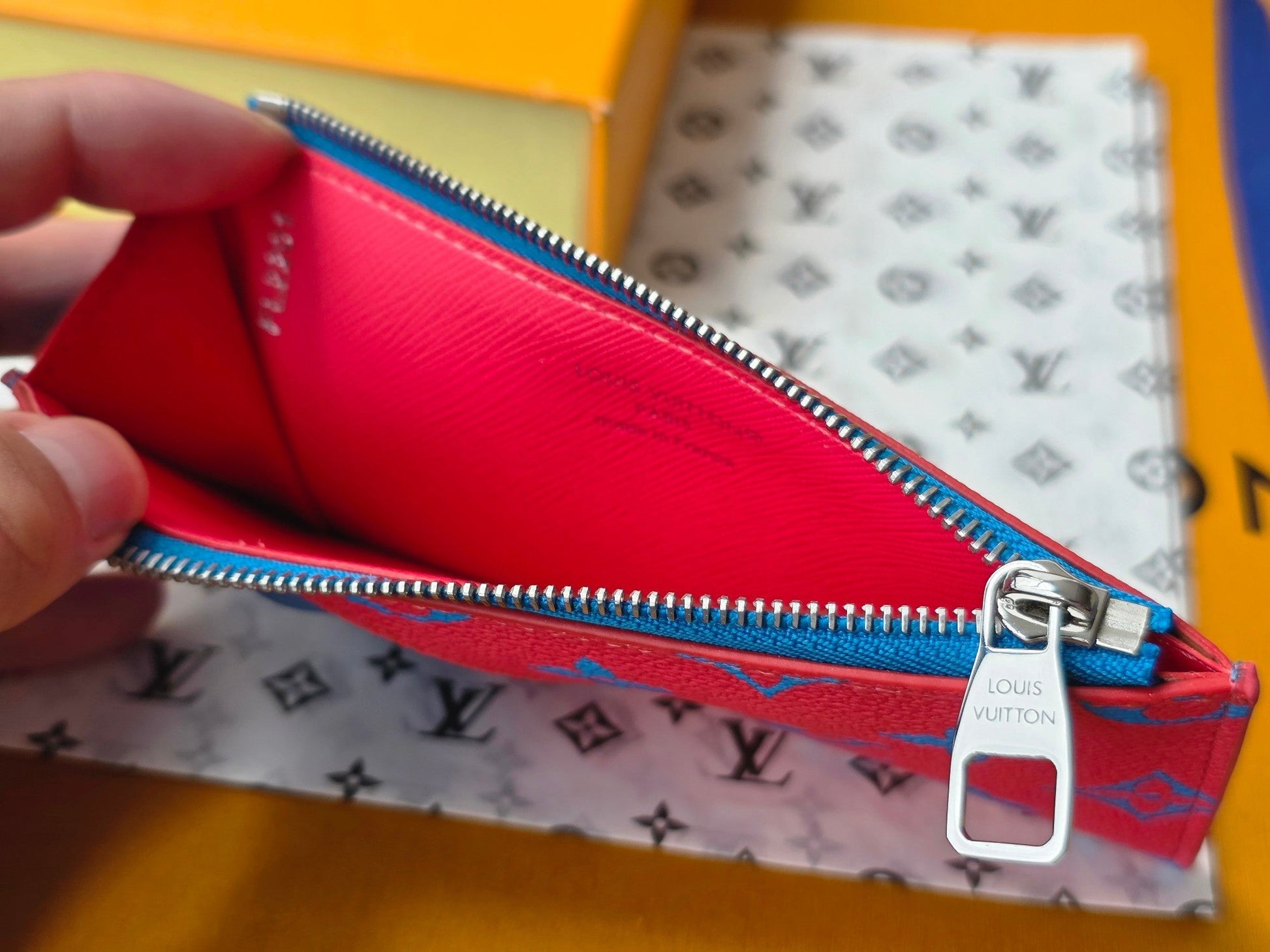 LV M14762 Coin Card Holder Blue Red Monogram Glow Canvas & Cowhide mysite