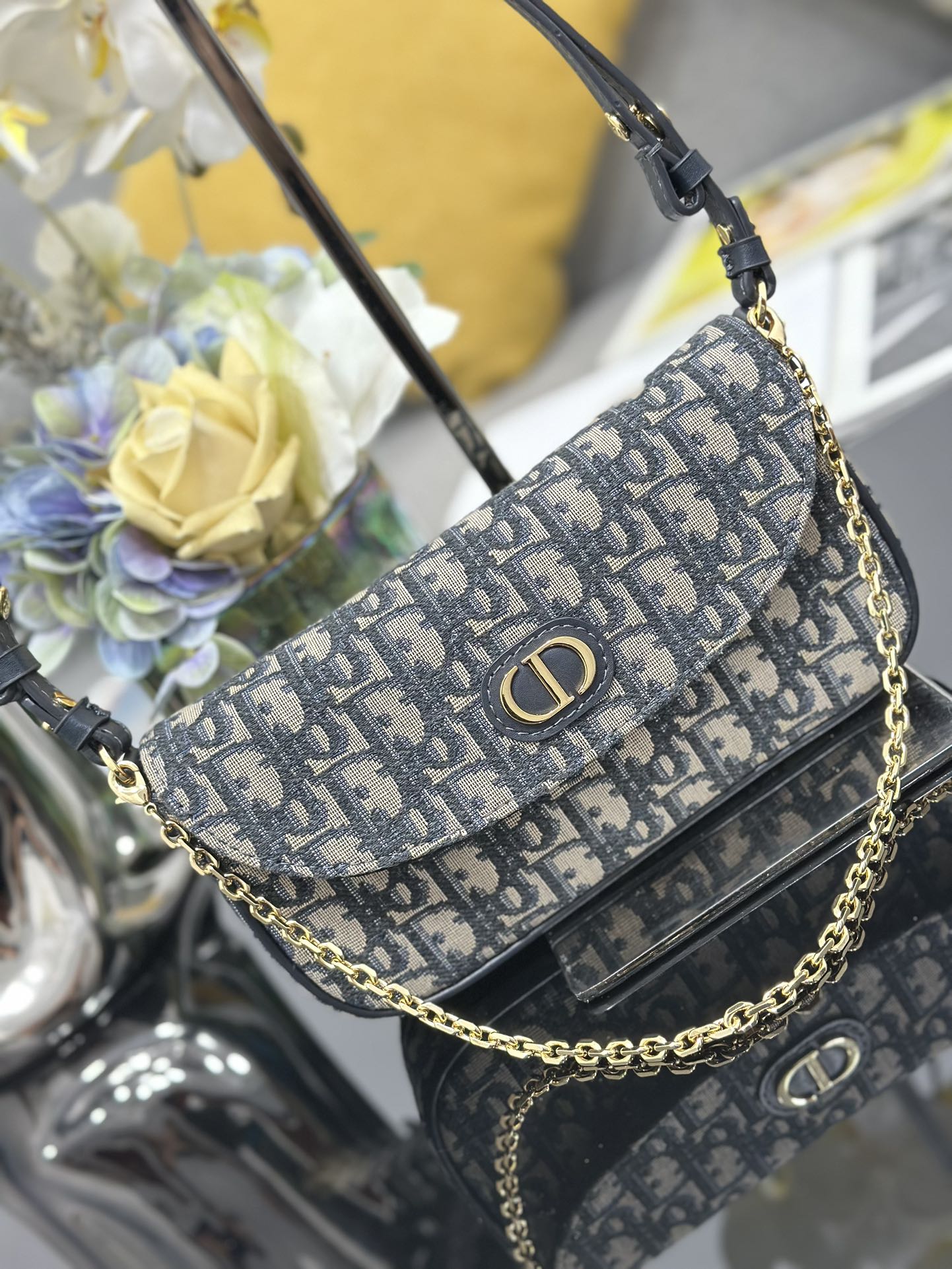 CD D-Vine's new chain bag 22 blue oblique fabric mysite