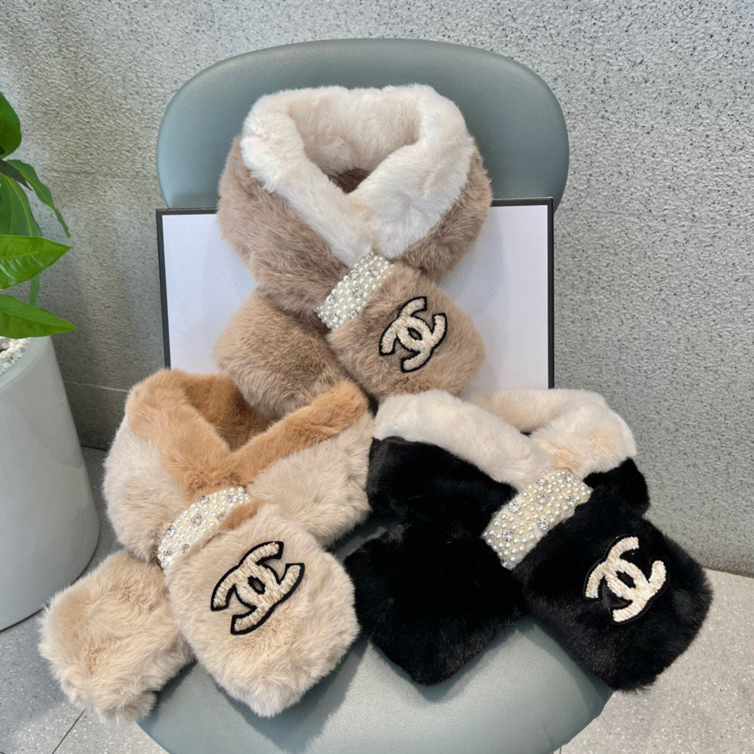 SCARF IN CAMEL BEIGE RABBIT FUR 397447 mysite