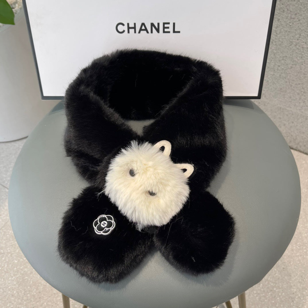 SCARF IN BLACK RABBIT FUR 397450 mysite