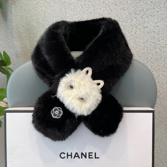SCARF IN BLACK RABBIT FUR 397450 mysite