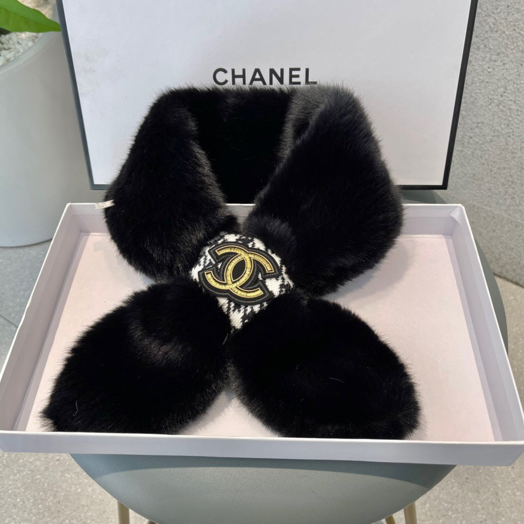 SCARF IN BLACK RABBIT FUR 397452 mysite