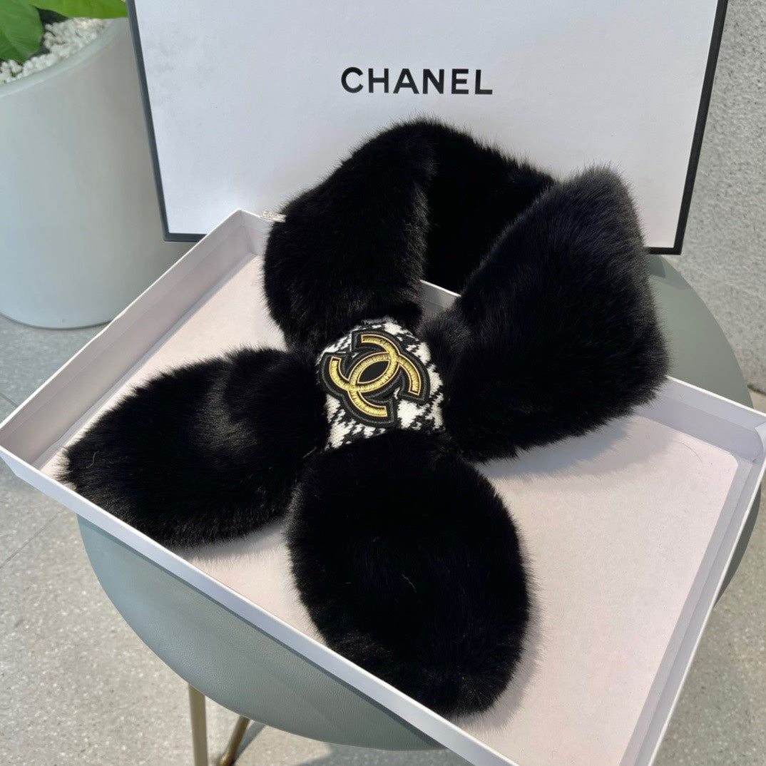 SCARF IN BLACK RABBIT FUR 397452 mysite