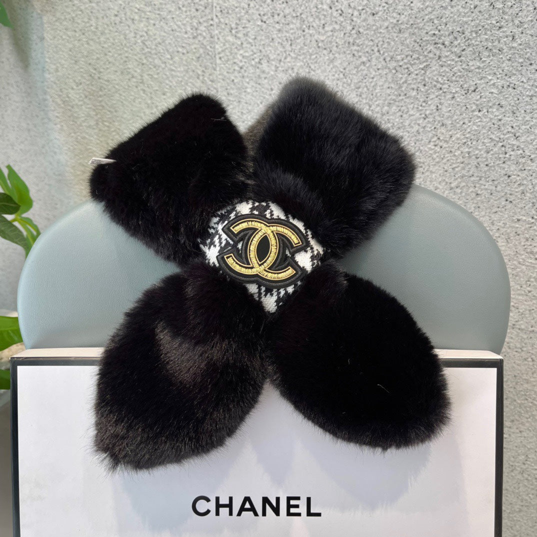SCARF IN BLACK RABBIT FUR 397452 mysite